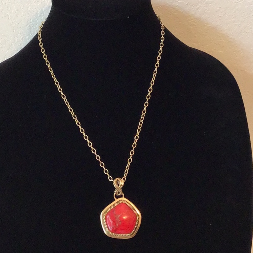 Barse Red Jasper Bronze Statement Necklace